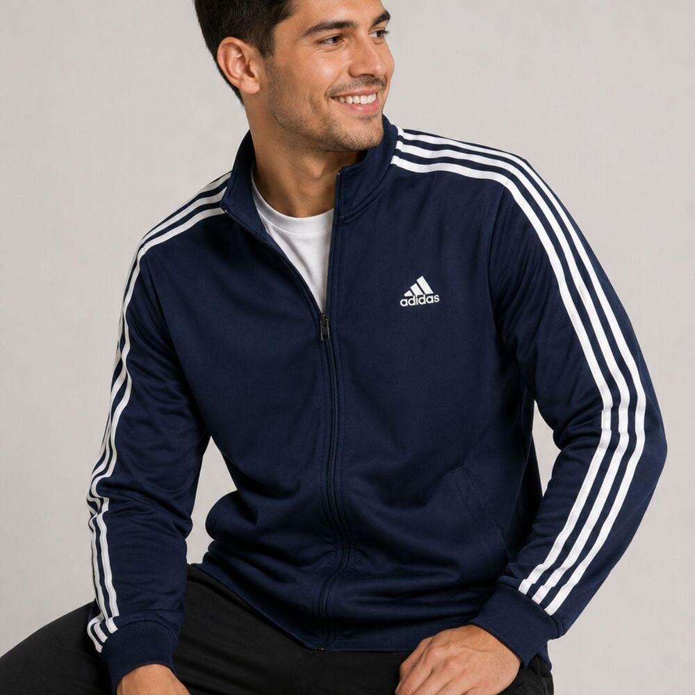 Adidas navy 3 stripe track